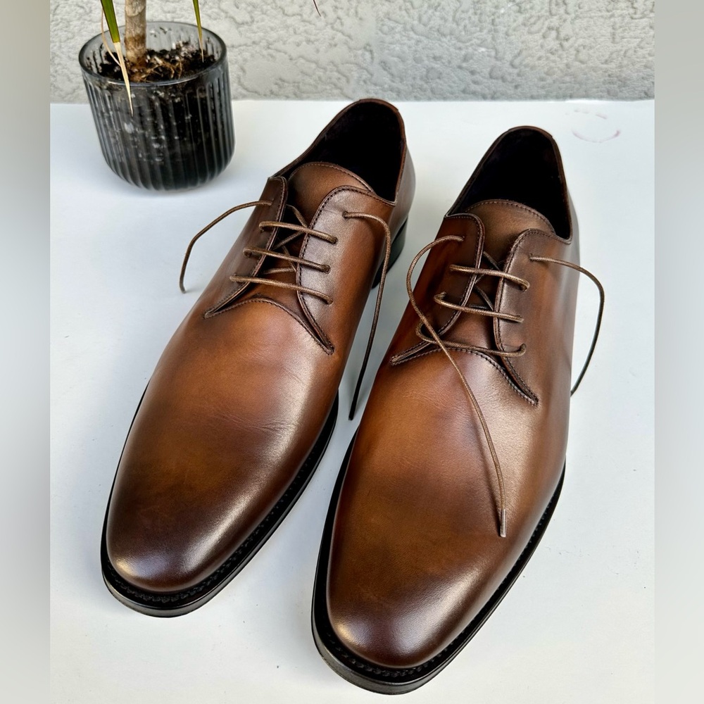 John Varvatos Collection Madison Wholecut Chestnut Leather Men's Dress Shoes 13